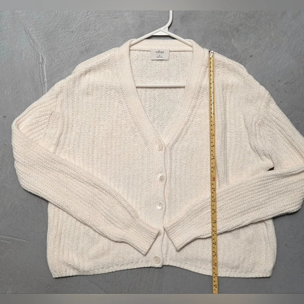 Wilfred Aritzia Women's Cream Chunky Knit Oversized Sz S Open Cropped Cardigan - Picture 9 of 14